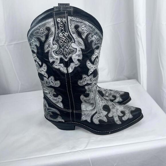 Rockin Country Women’s Leather Studded Cowboy Boots Size 8 Med. Worn Twice! EUC - Picture 6 of 9